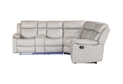 Global Furniture U6026 Light Grey Sectional with LED and 2 Recliners