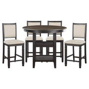 Home Elegance Asher Brown Black Beige 5pc Counter Height Set
