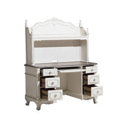 Home Elegance Cinderella Gray White Writing Desk with Hutch