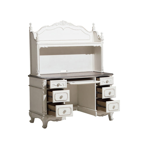 Home Elegance Cinderella Gray White Writing Desk with Hutch