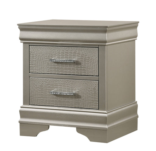 Crown Mark Amalia Champagne Silver Night Stand