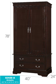 Glory Furniture Louis Phillipe Gray Armoire