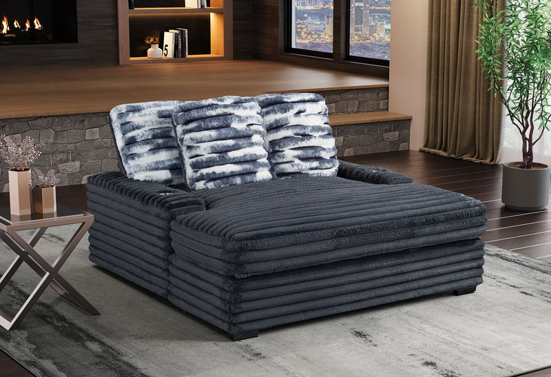 Global Furniture U8291 Grey Lounger Sofa with USB