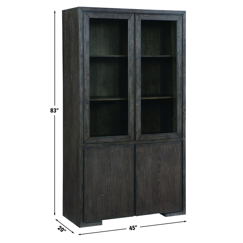 Steve Silver Evan Brown Glass Doored Curio