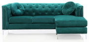 Glory Furniture Pompano Black Velvet Sofa Chaise