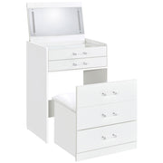 Coaster Furniture Danbury White High Gloss Makeup Vanity and Stool Set