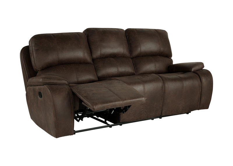New Classic Furniture Brooking Brown Sofa with Dual Recliner