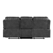 Home Elegance Newnan Brown Double Reclining Sofa with Drop Down Cup Holders