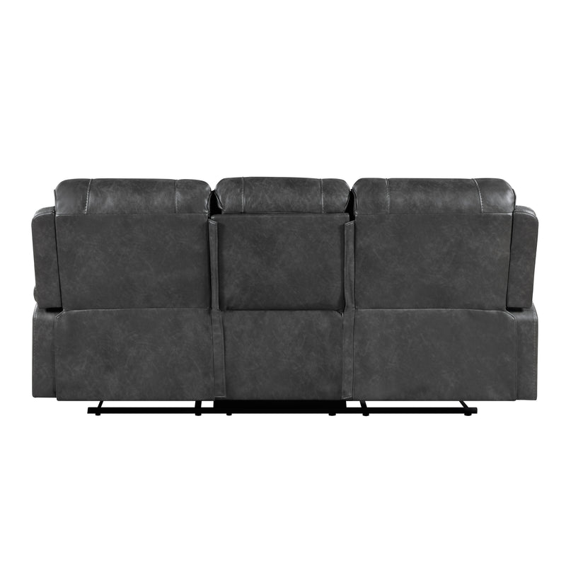 Home Elegance Newnan Brown Double Reclining Sofa with Drop Down Cup Holders