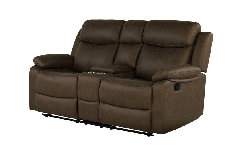 Global Furniture U6026 Dark Brown Console Reclining Loveseat