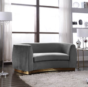 Meridian Furniture Julian Pink Velvet Gold Loveseat