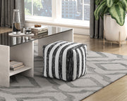 Home Elegance Easley Black White Fabric Pouf