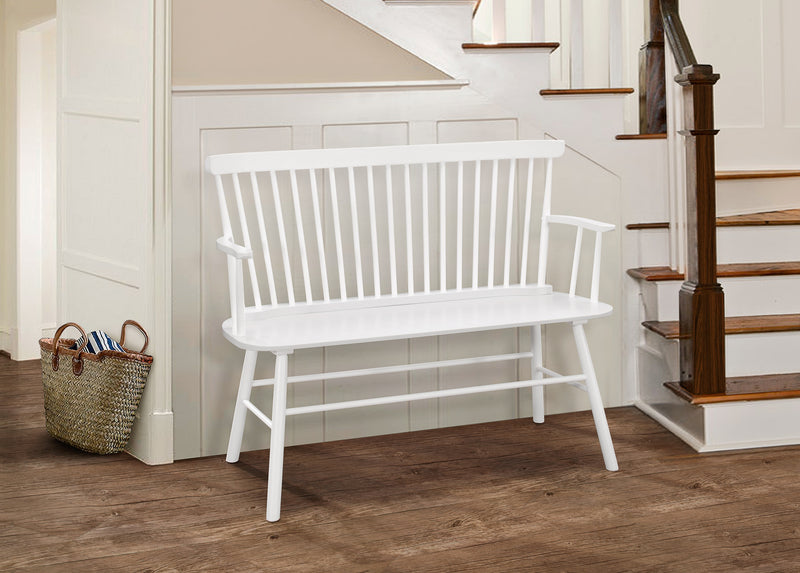Crown Mark Jerimiah White Spindleback Bench