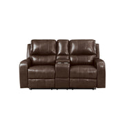 New Classic Furniture Linton Brown Console Loveseat With Power Footrest