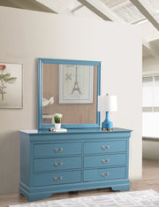 Glory Furniture Louis Phillipe Traditional Oak Dresser and Mirror