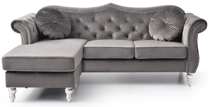 Glory Furniture Hollywood Dark Gray Sofa Chaise