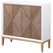 Coaster Furniture Gretchen Distressed White Brown Fluted Parquet Cabinet