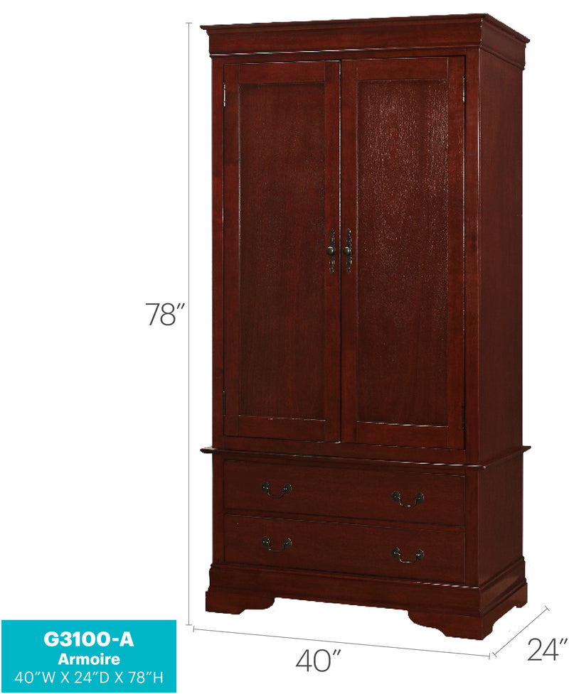 Glory Furniture Louis Phillipe Cherry Armoire