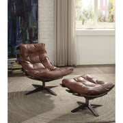 Acme Furniture Gandy Retro Brown Chair and Ottoman Set