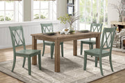 Home Elegance Janina Natural Black Teal 5pc Dining Room Set