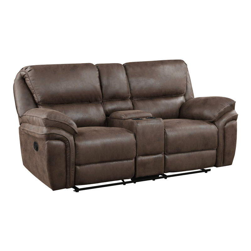 Home Elegance Proctor Brown Double Reclining Love Seat with Console