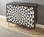 Steve Silver Benzara Black White 2 Door Bone Inlay Sideboard