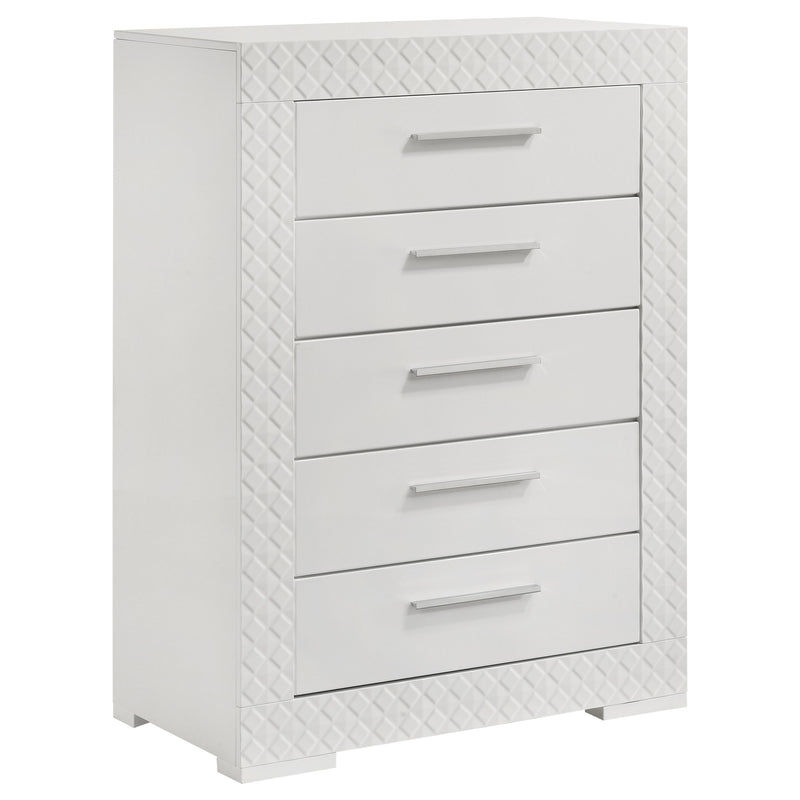 Coaster Furniture Ives White High Gloss 5 Drawer Chest
