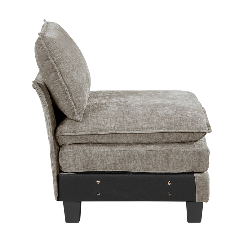 Home Elegance Dublin Pewter 6pc Modular Sectional with Ottoman