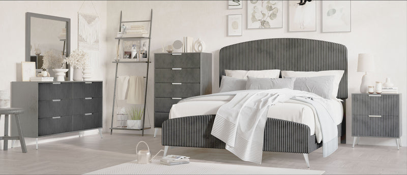 New Classic Furniture Kailani Black Velvet Dresser And Mirror