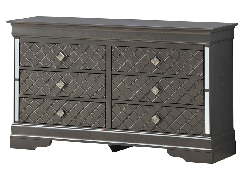 Glory Furniture Verona Sleek Silver Champagne Dresser And Mirror