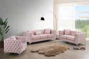 Glory Furniture Paige Pink Velvet 3pc Living Room Set