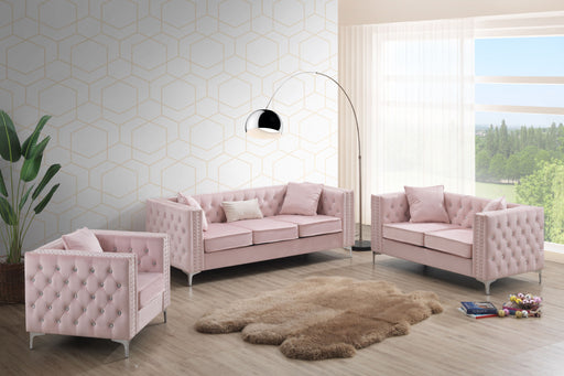 Glory Furniture Paige Pink Velvet 3pc Living Room Set