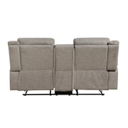 Home Elegance Dean Beige Double Reclining Love Seat with Console