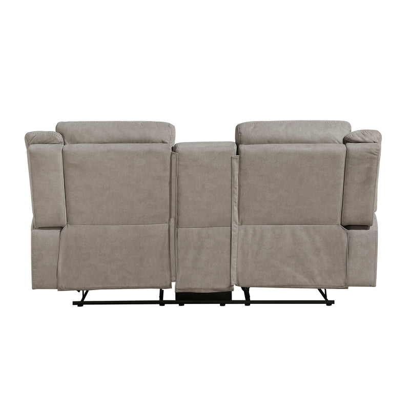 Home Elegance Dean Beige Double Reclining Love Seat with Console