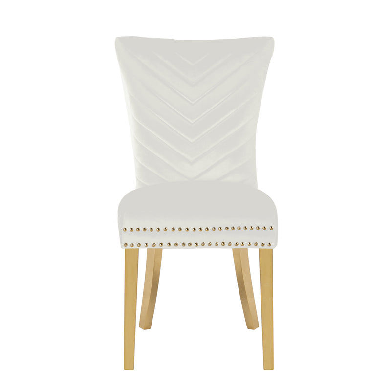 2 Galaxy Home Eva Beige Gold Leg Dining Chairs