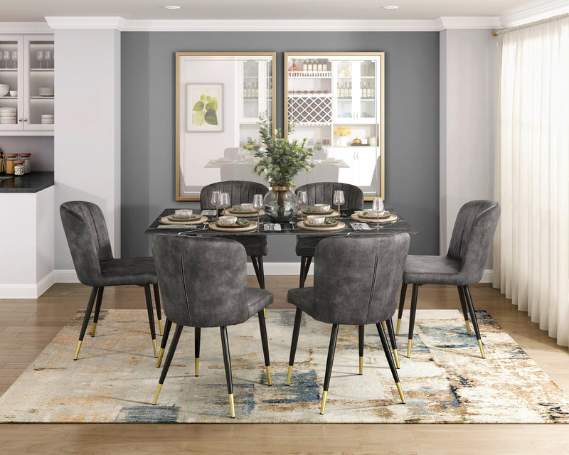 Home Elegance Clemente Black Gold Gray Dining Table
