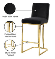 Meridian Furniture Heidi Cream Velvet Gold Counter Height Stool