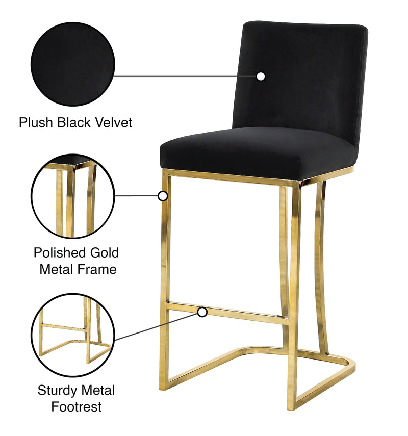 Meridian Furniture Heidi Cream Velvet Gold Counter Height Stool