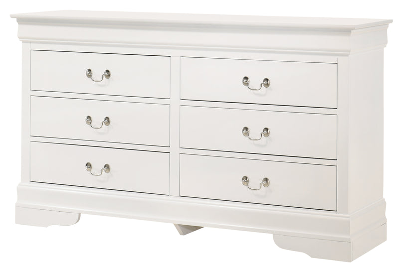 Glory Furniture Louis Phillipe White Dresser and Mirror