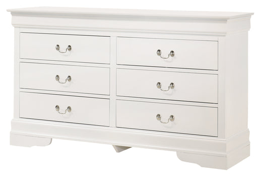 Glory Furniture Louis Phillipe White Dresser and Mirror