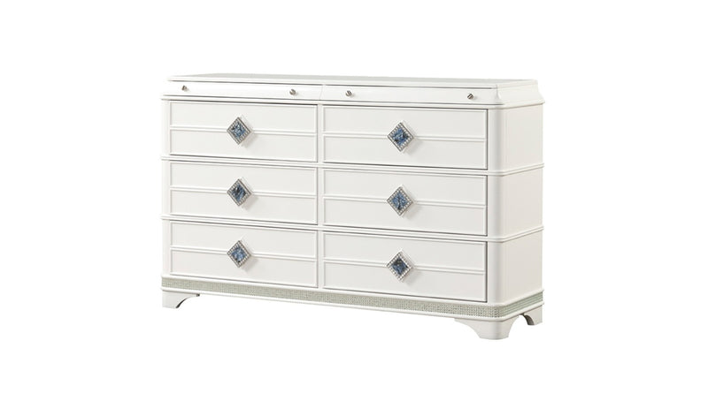 Galaxy Home Laguna Off White 6 Drawer Dresser And Mirror