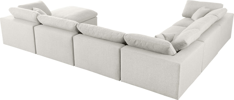 Meridian Furniture Serene Grey Fabric Modular 7pc Sectional with Ottoman