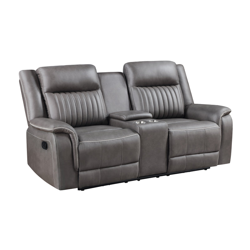 New Classic Furniture Enzo Gray Console Loveseat with Dual Recliners