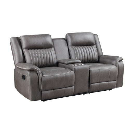 New Classic Furniture Enzo Gray Console Loveseat with Dual Recliners