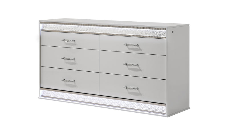 Galaxy Home Glam White 6 Drawer Dresser