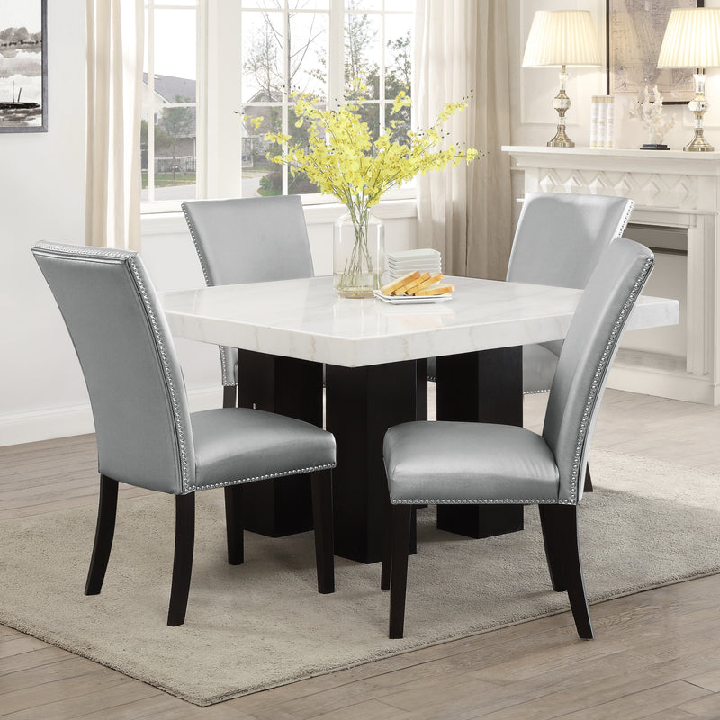 Steve Silver Camila White Silver 5pc Square Dining Set