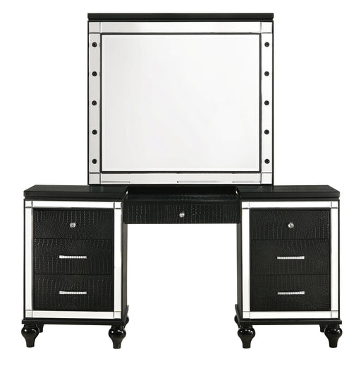New Classic Furniture Valentino Silver Vanity Desk with Mirror