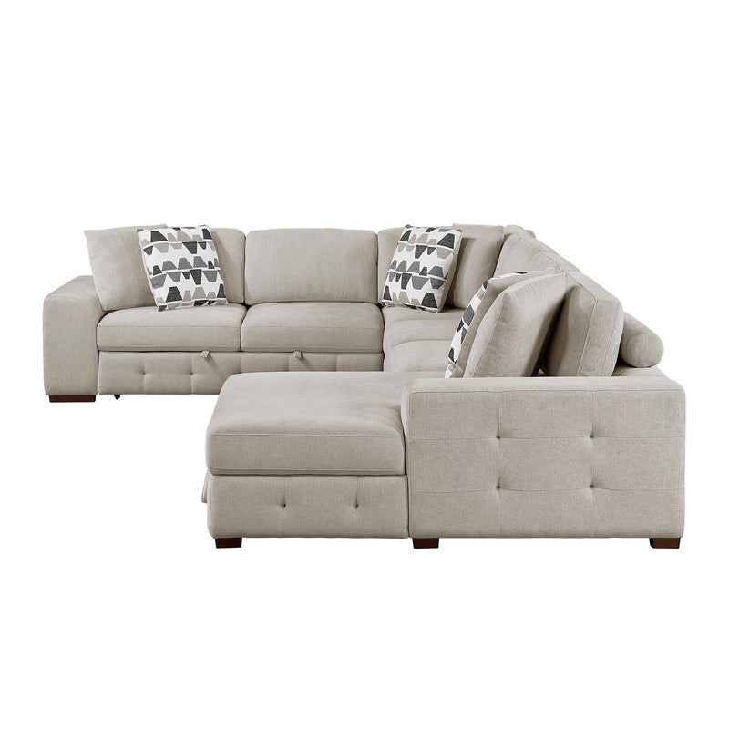 Home Elegance Raife Taupe 4pc Sectional with Right Chaise