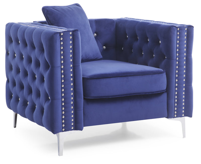 Glory Furniture Paige Blue Velvet Chair