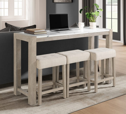 Global Furniture D1321 Natural White Console Sofa Table and 3 Stools